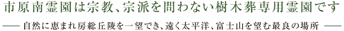 市原南霊園は、宗教・宗派を問わない樹木葬専用霊園です